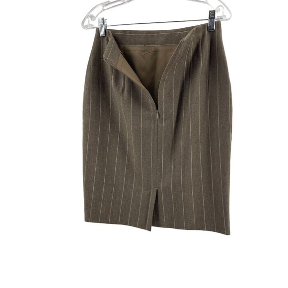 Jones New York Women's Brown Pinstripe 100% Wool Lined Pencil Skirt Size 8 - Picture 6 of 12